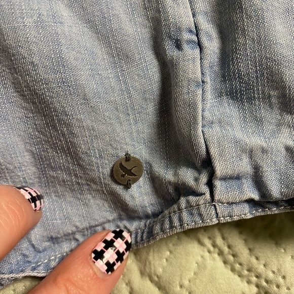 Eddie Bauer Shirt Dress Size 8 Chambray Tencel Pockets Long Or Roll Sleeves - Picture 4 of 10